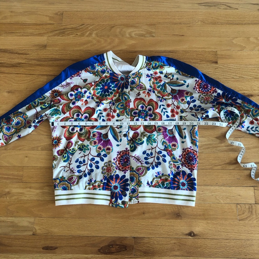 Floral Multicolor Women's Reversible Bomber Jacket Boho - Picture 4 of 6